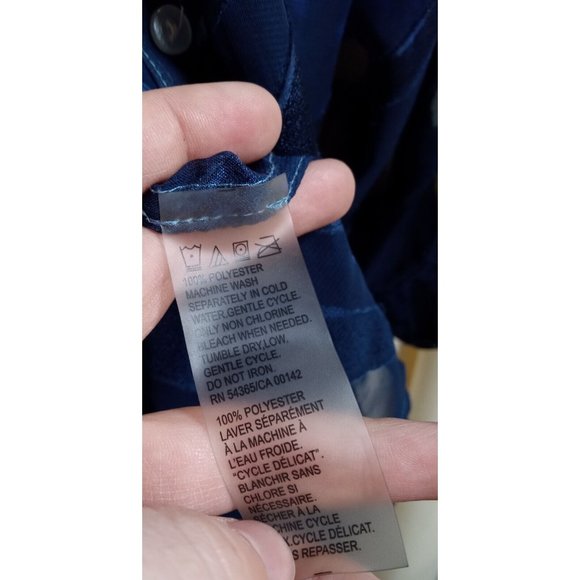 Allison Daley Petite Size 16P Blue Sheer Collared Button-Down Blouse -SHEER - Picture 5 of 5